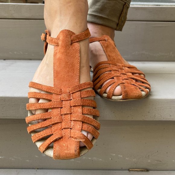 Zara Shoes - Orange Suede Sandals